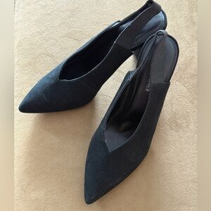 Donald Pliner Black Suede High Heel Sling-back Pointed Toe Pumps Size 9.5 Med
